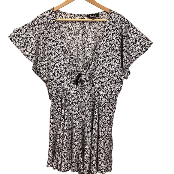 Lulus Dondi Navy Blue & White Tie Front Split Back Romper Style RE90452HL XL NWT - Picture 10 of 10